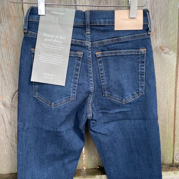 Everlane Jeans Ankle Mid-Rise Skinny Stretch Blue Denim Size 23 Sustainable NWT - Picture 5 of 9